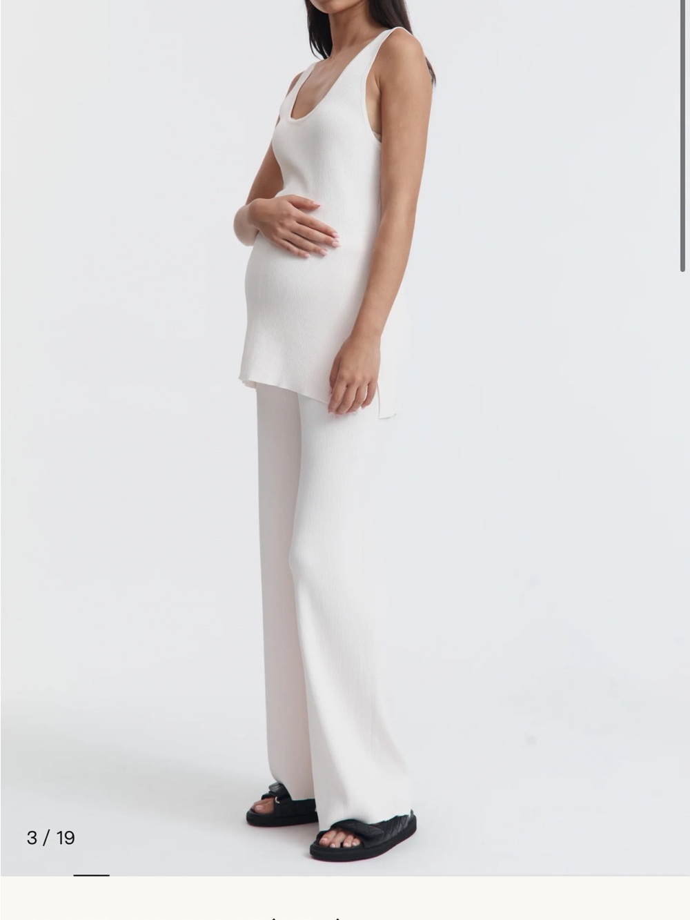 Legoe Heritage Maternity Soft Rib Wide-Leg Pants in Petal Pink